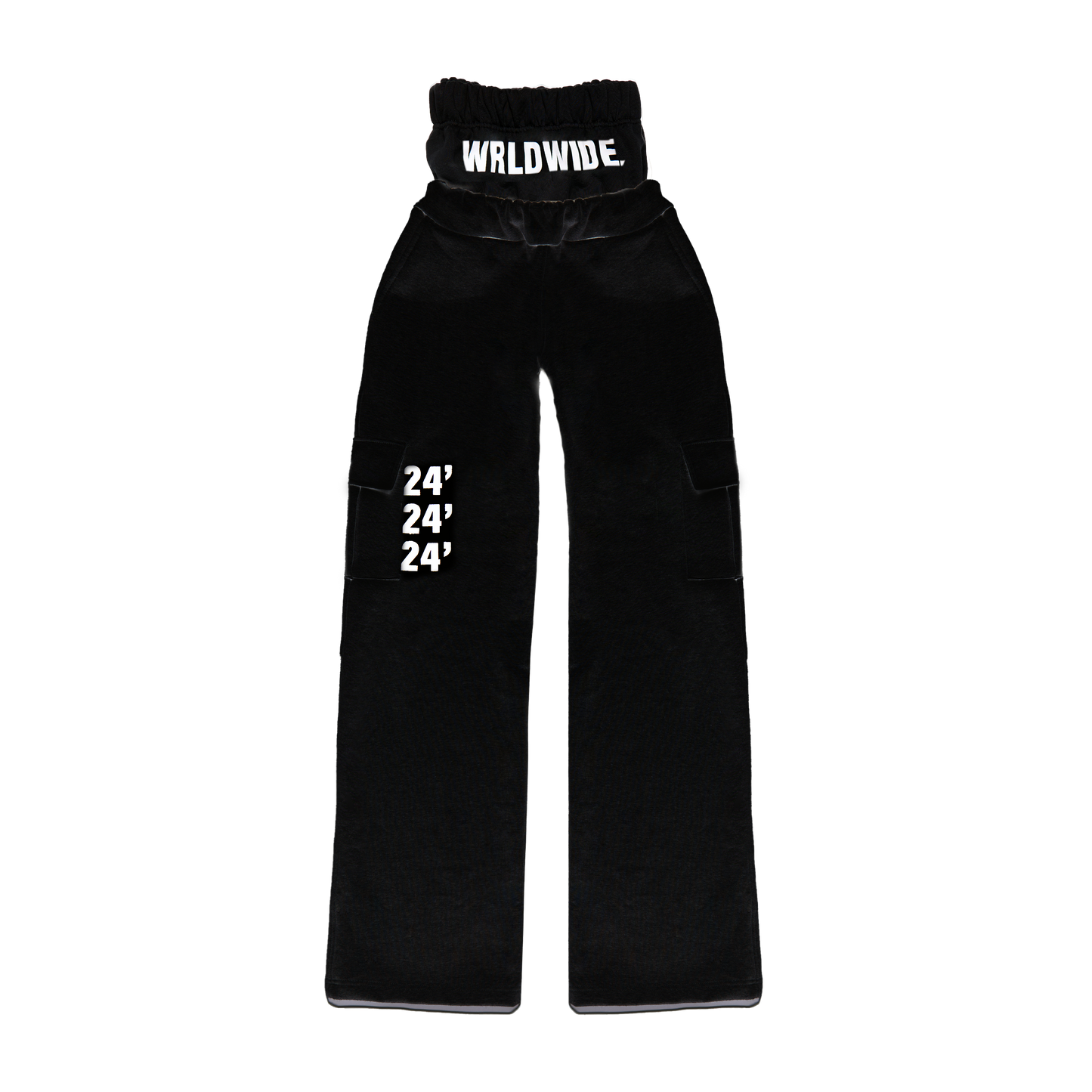 "WRLD FW24'" Double Waist Sweats Black