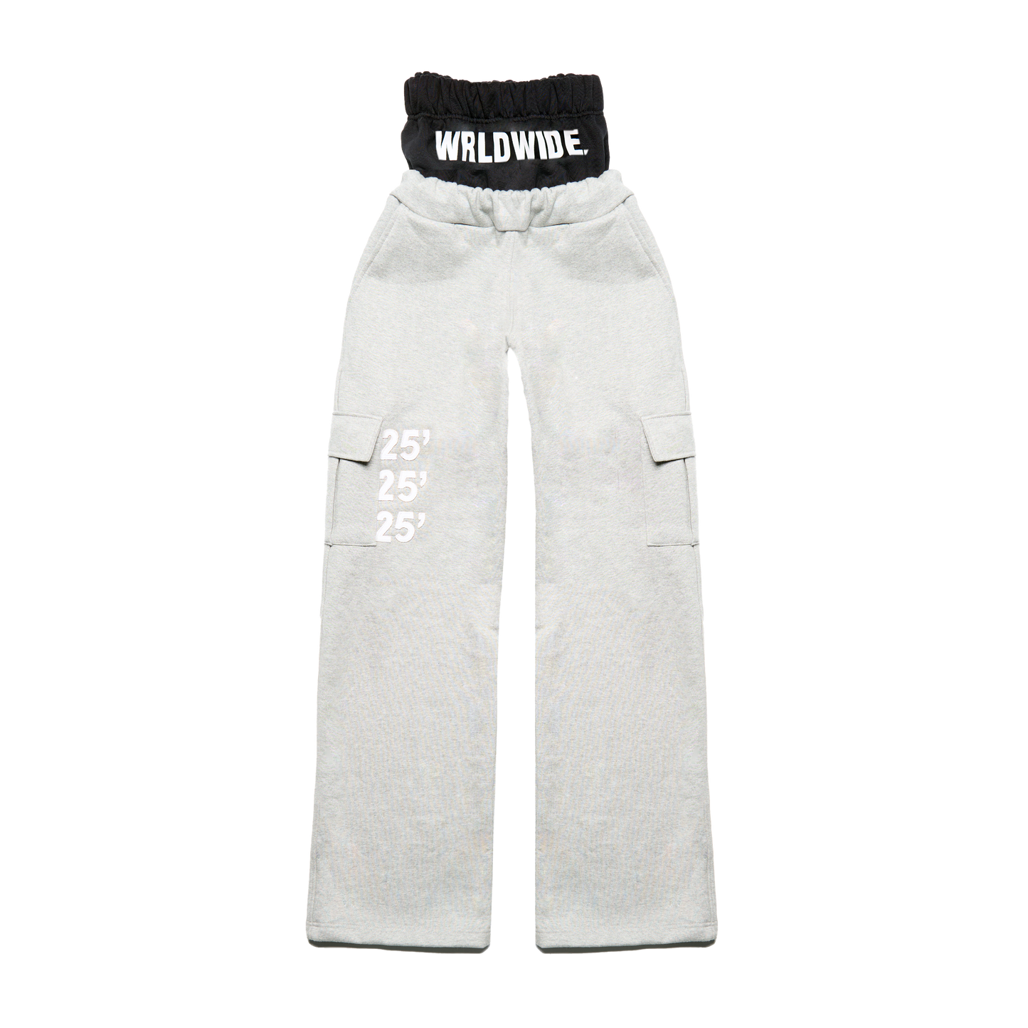 "WRLDWIDE" Double Waist Sweats Grey