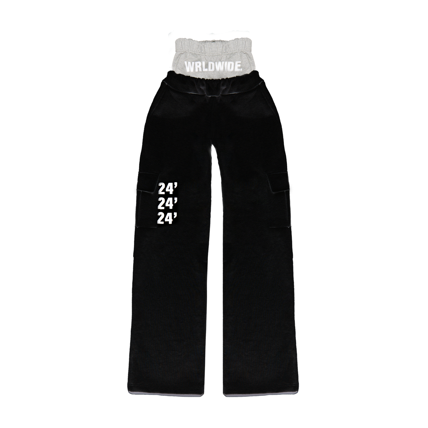 "WRLDWIDE" Double Waist Sweats Black/Grey