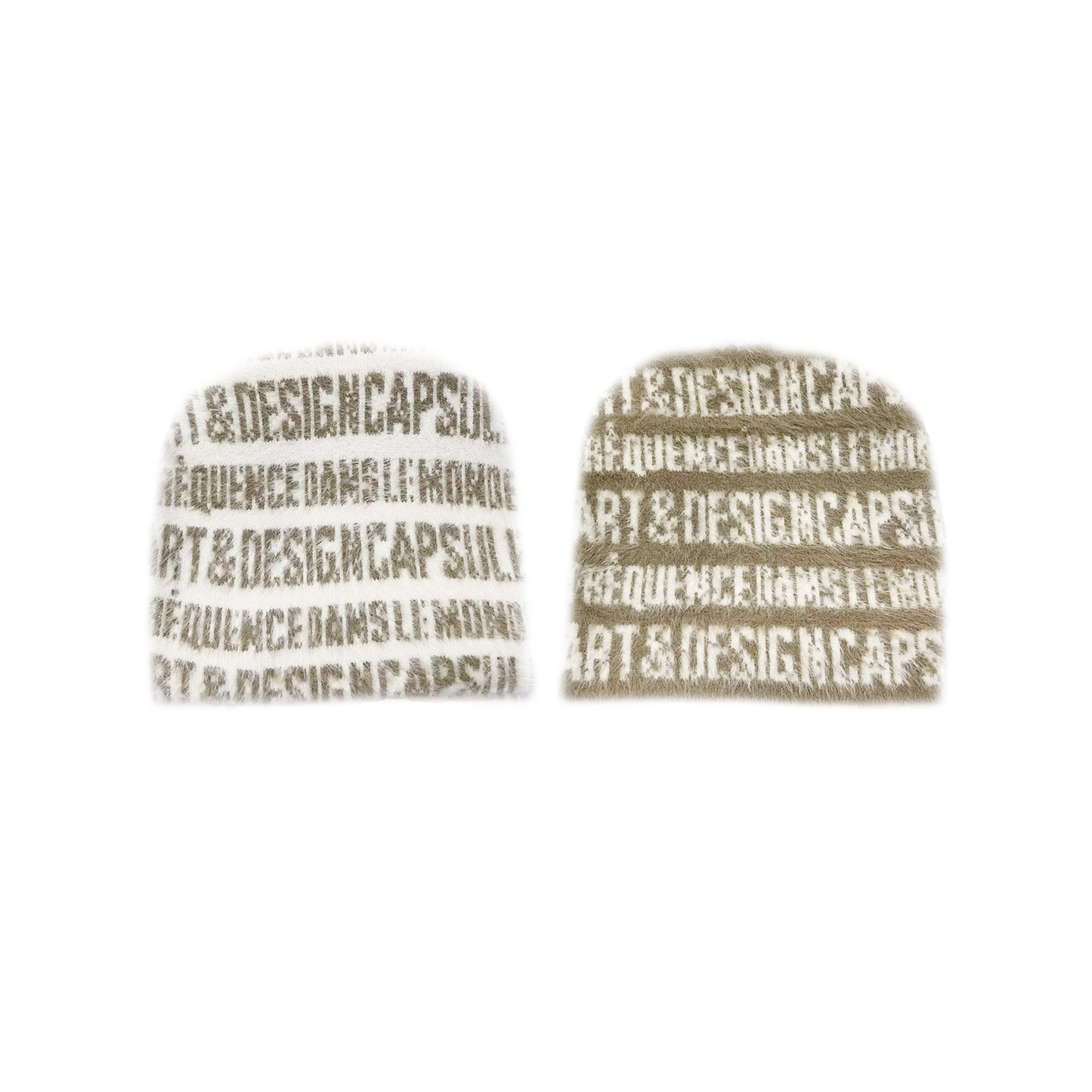 “ART & DESIGN” Reversible Mohair Skully Cream
