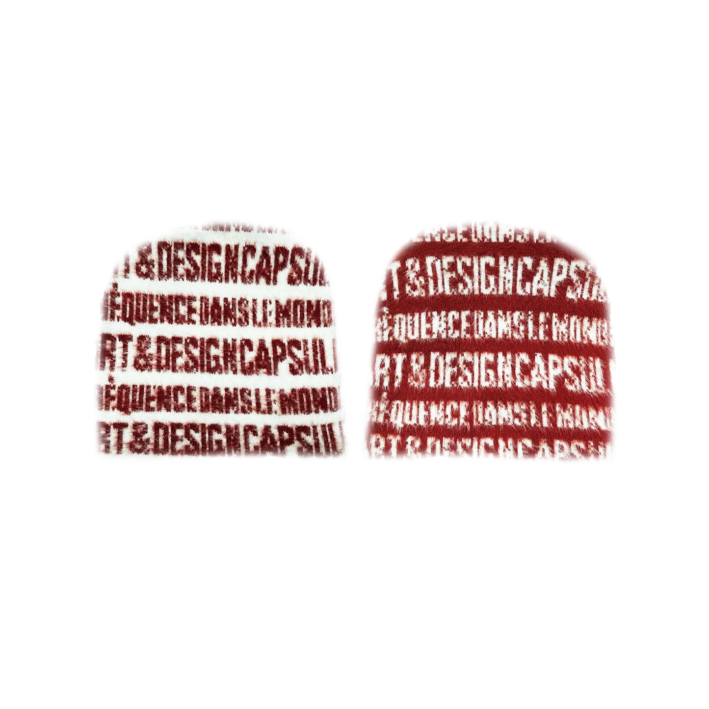 “ART & DESIGN” Reversible Mohair Skully Red