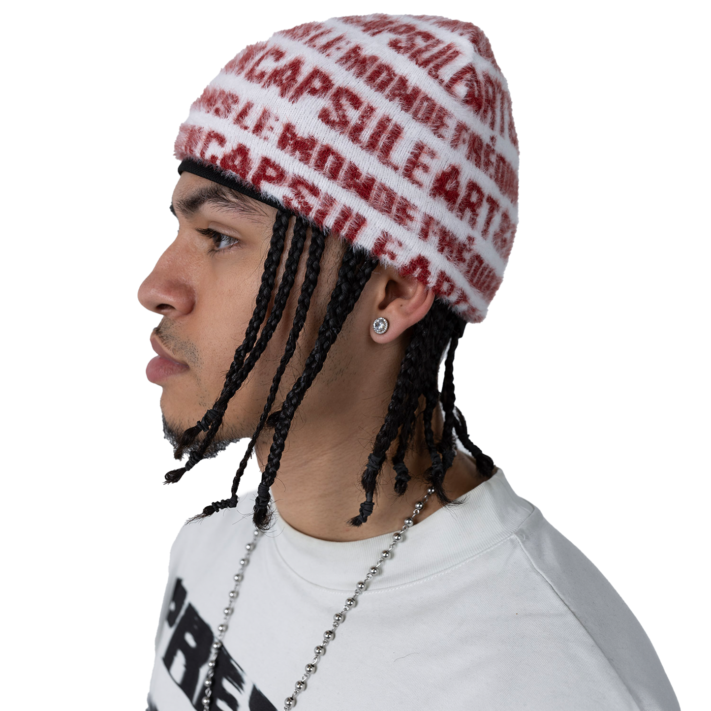 “ART & DESIGN” Reversible Mohair Skully Red