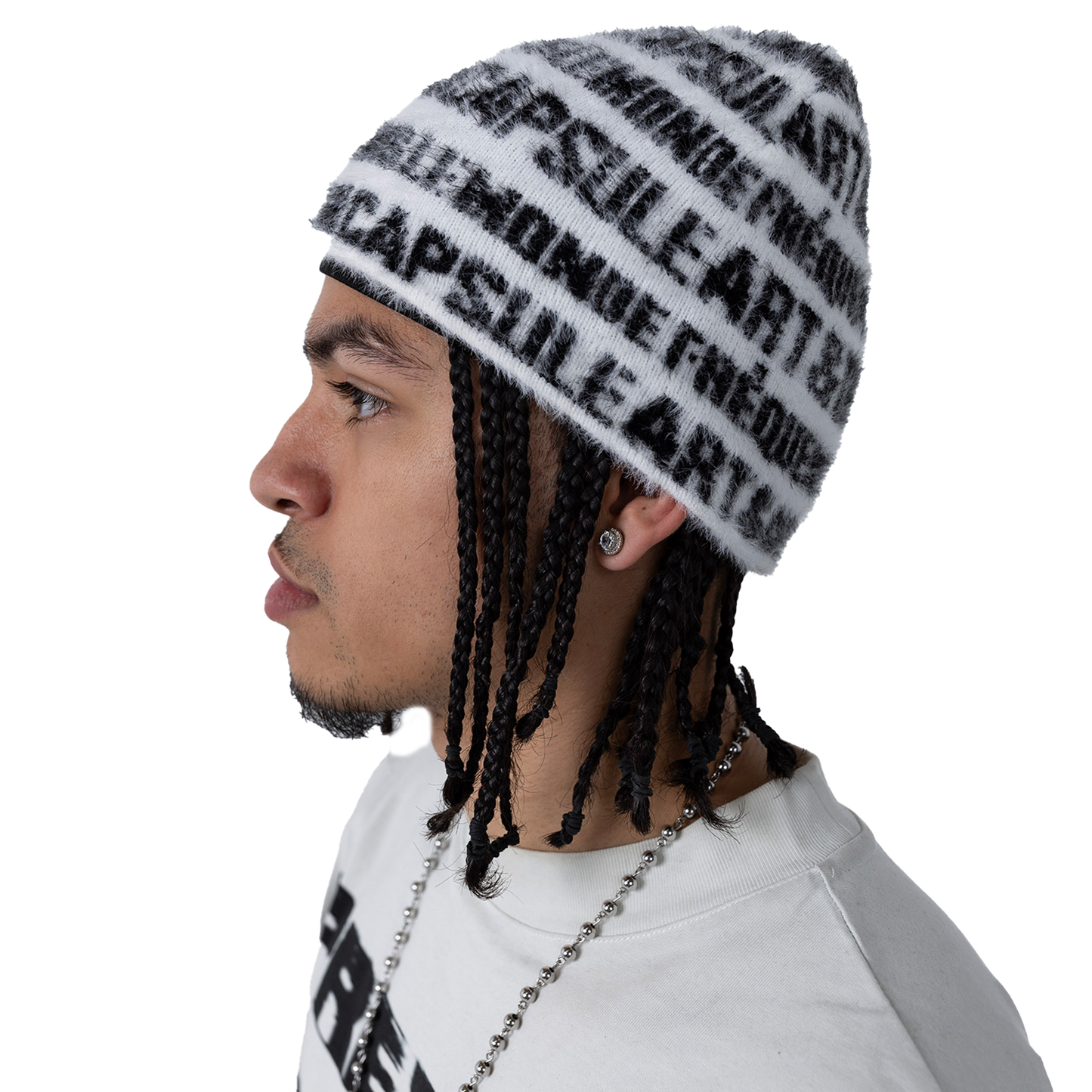 “ART & DESIGN” Reversible Mohair Skully Black