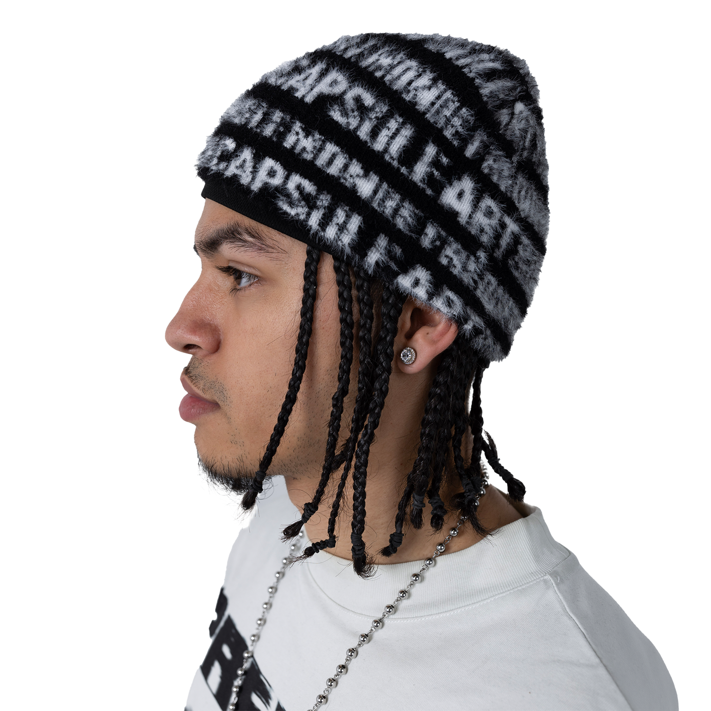 “ART & DESIGN” Reversible Mohair Skully Black