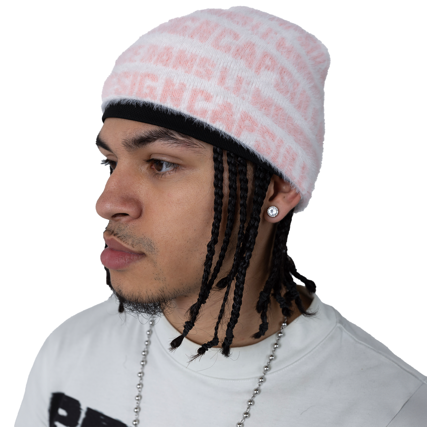 “ART & DESIGN” Reversible Mohair Skully Pink
