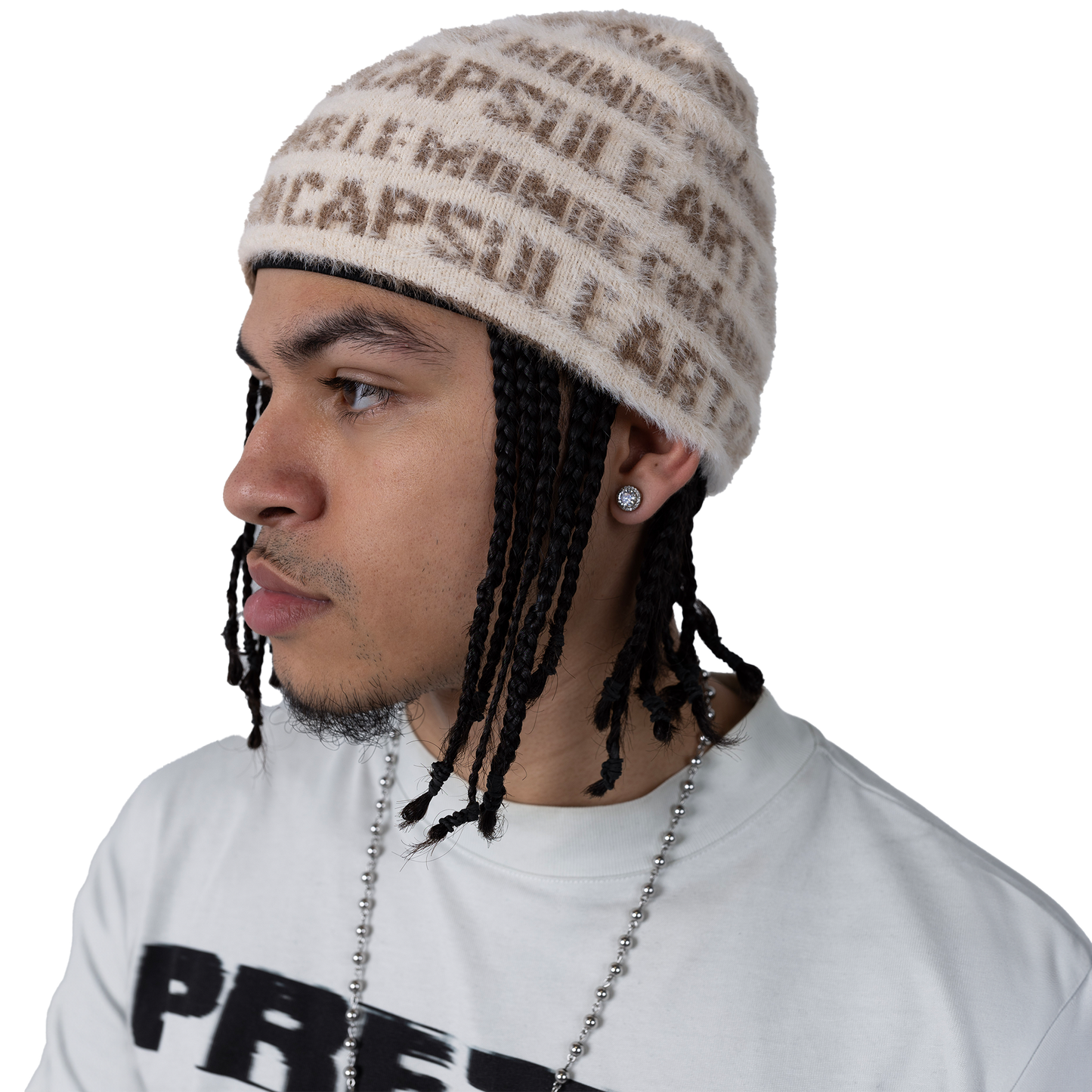 “ART & DESIGN” Reversible Mohair Skully Cream