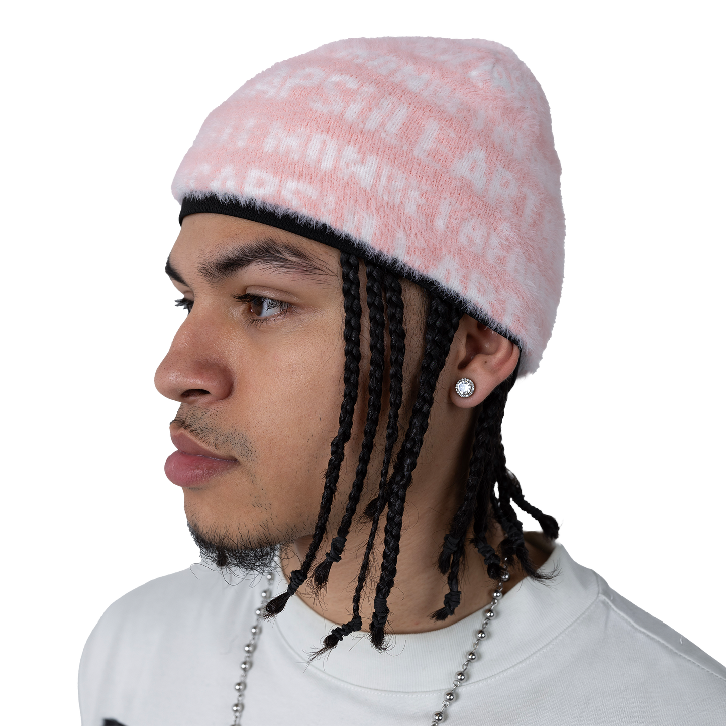 “ART & DESIGN” Reversible Mohair Skully Pink