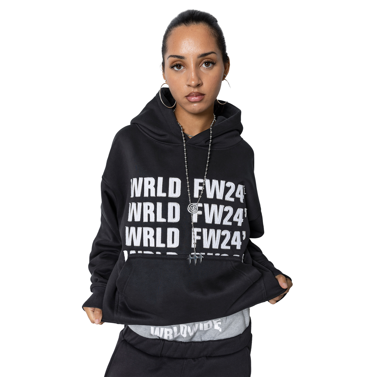 "WRLDWIDE" Hoodie Black
