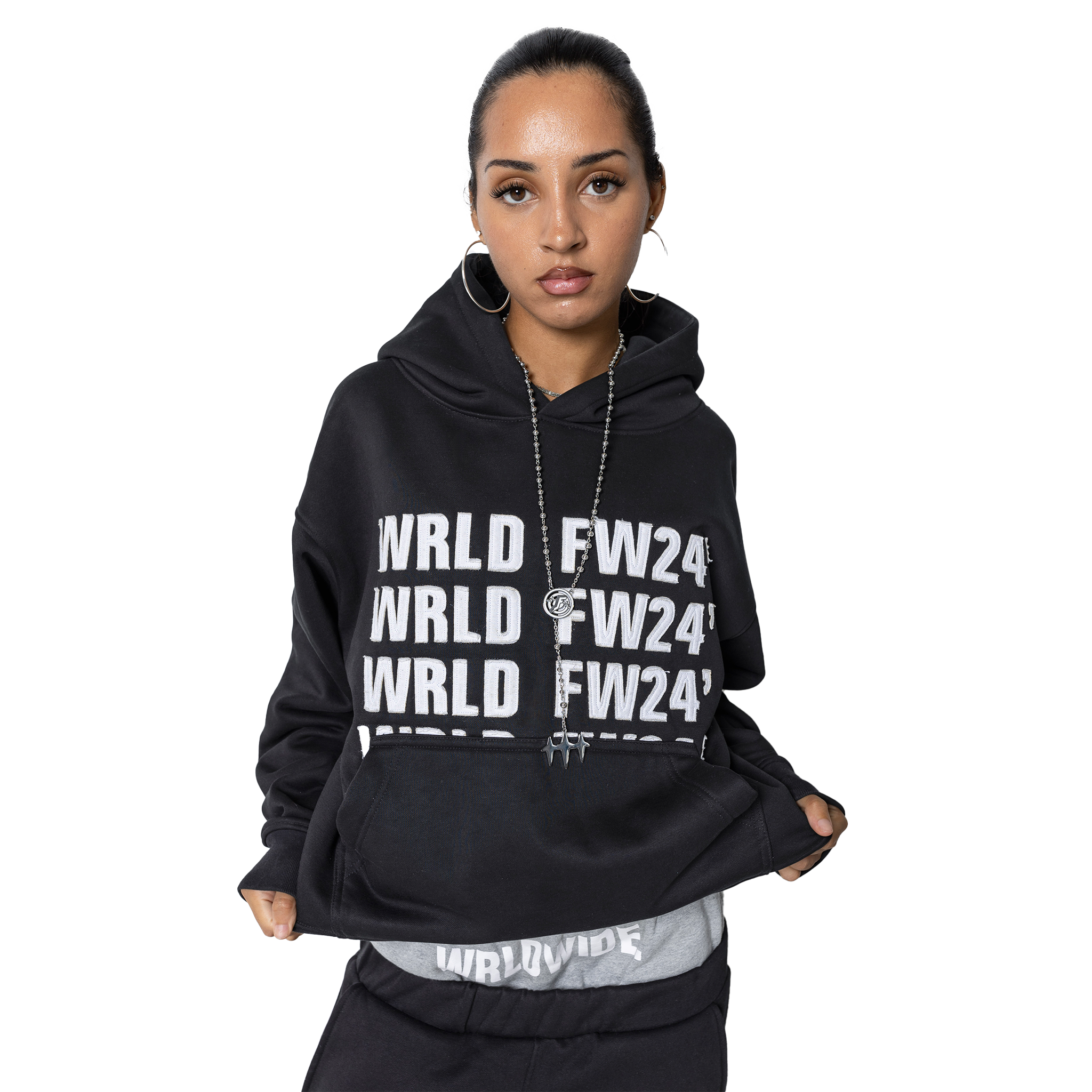 "WRLDWIDE" Hoodie Black