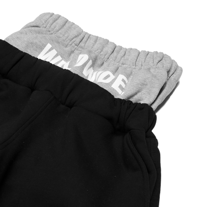 "WRLDWIDE" Double Waist Sweats Black/Grey
