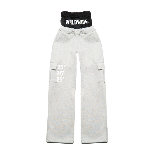 "WRLDWIDE" Double Waist Sweats Grey