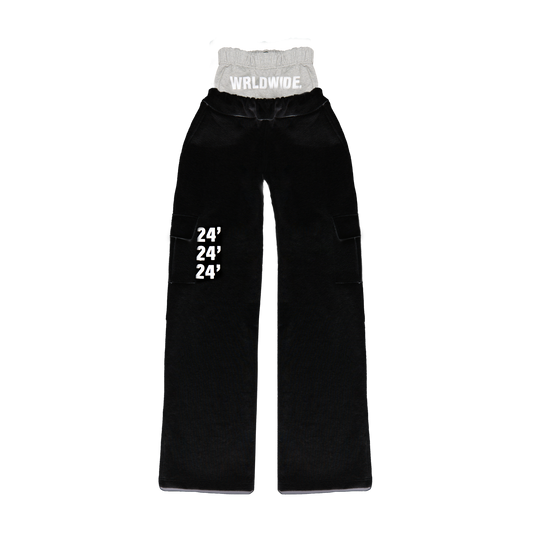 "WRLDWIDE" Double Waist Sweats Black/Grey
