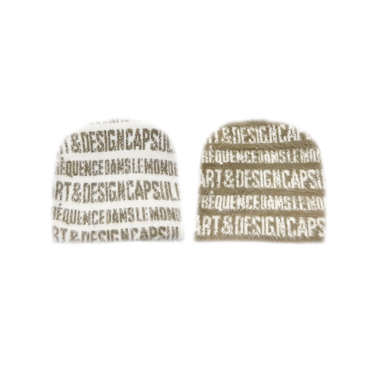“ART & DESIGN” Reversible Mohair Skully Cream