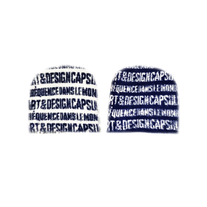 “ART & DESIGN” Reversible Mohair Skully Navy