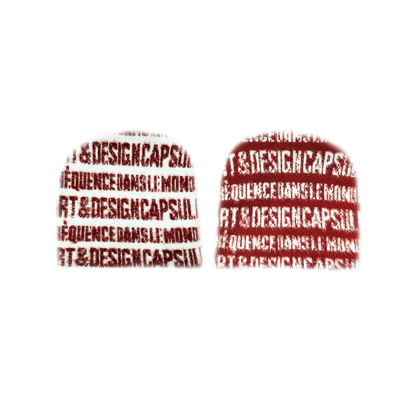 “ART & DESIGN” Reversible Mohair Skully Red