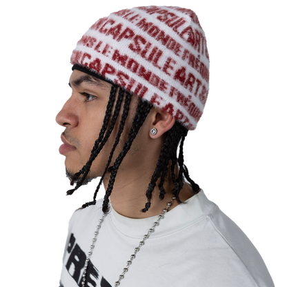 “ART & DESIGN” Reversible Mohair Skully Red