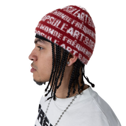 “ART & DESIGN” Reversible Mohair Skully Red