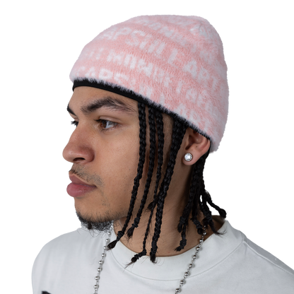 “ART & DESIGN” Reversible Mohair Skully Pink