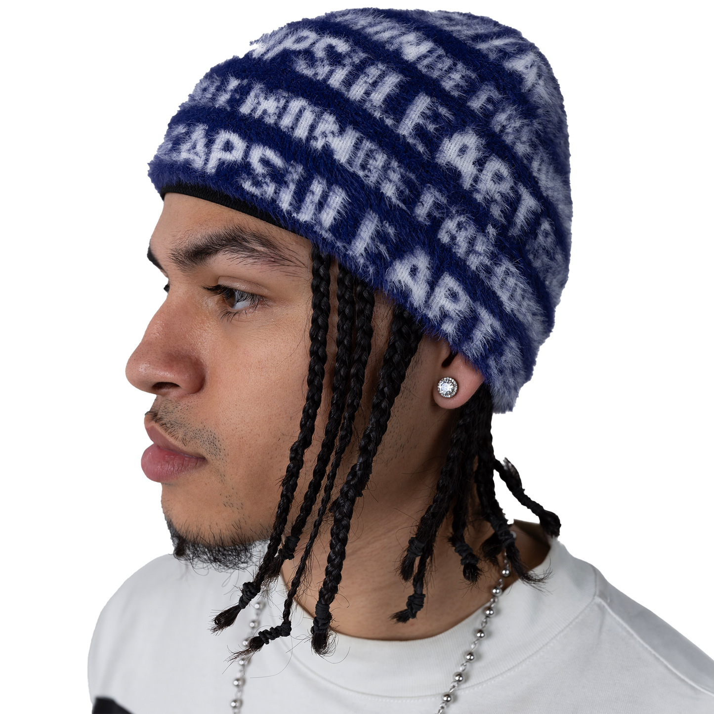 “ART & DESIGN” Reversible Mohair Skully Navy