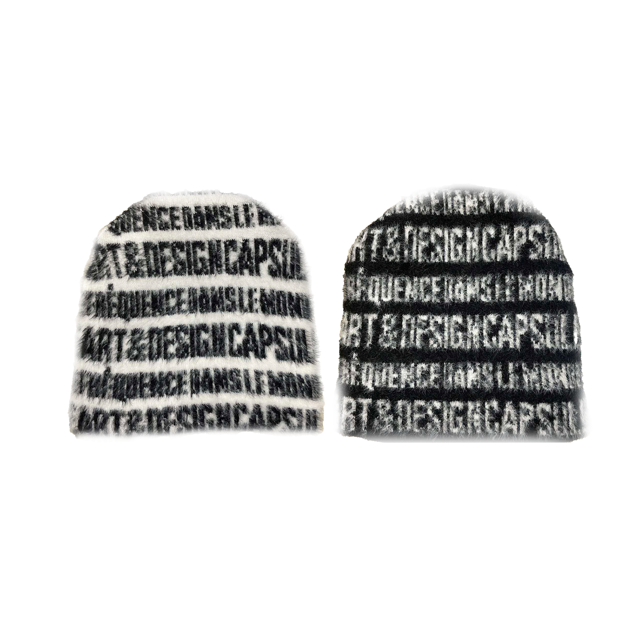 “ART & DESIGN” Reversible Mohair Skully Black