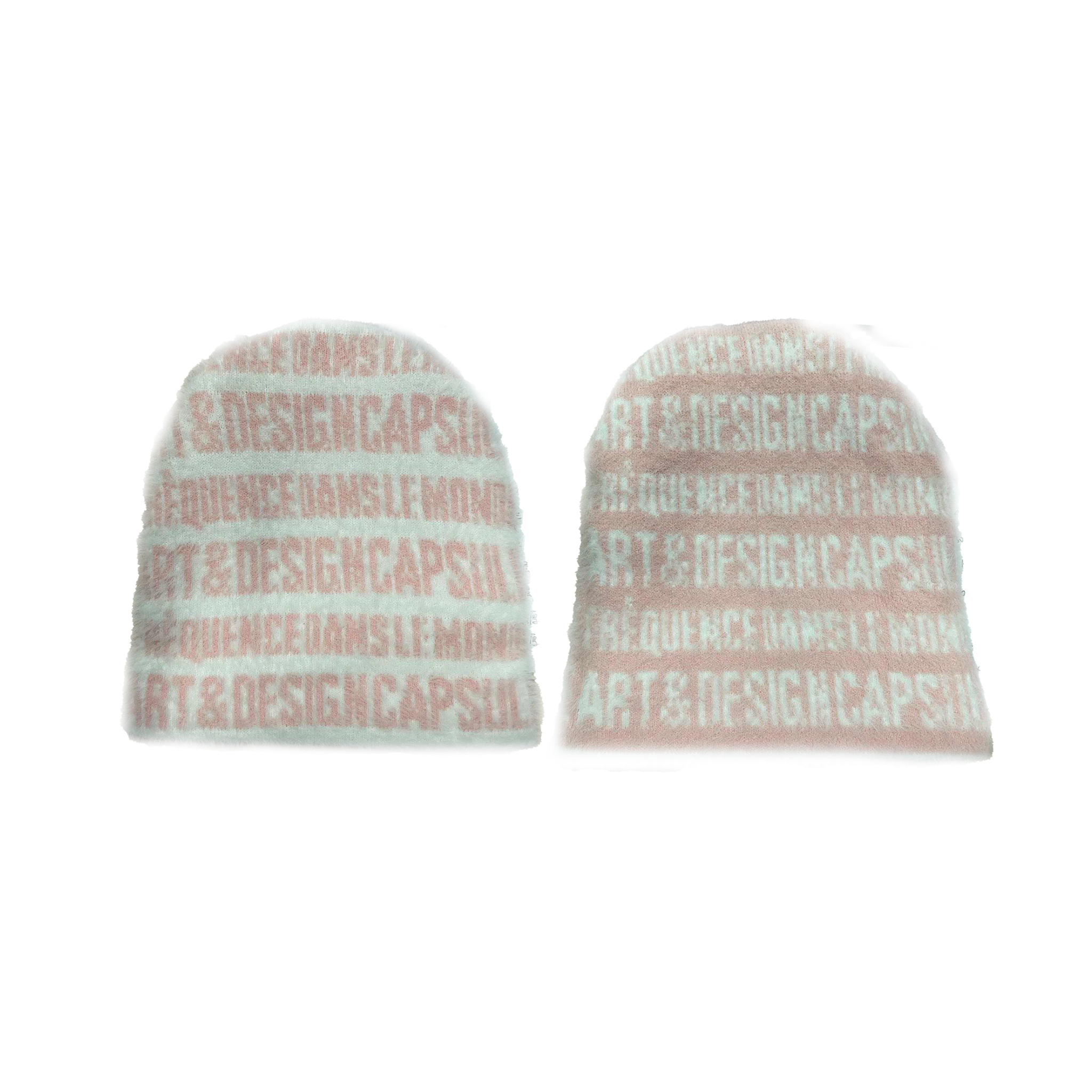 “ART & DESIGN” Reversible Mohair Skully Pink