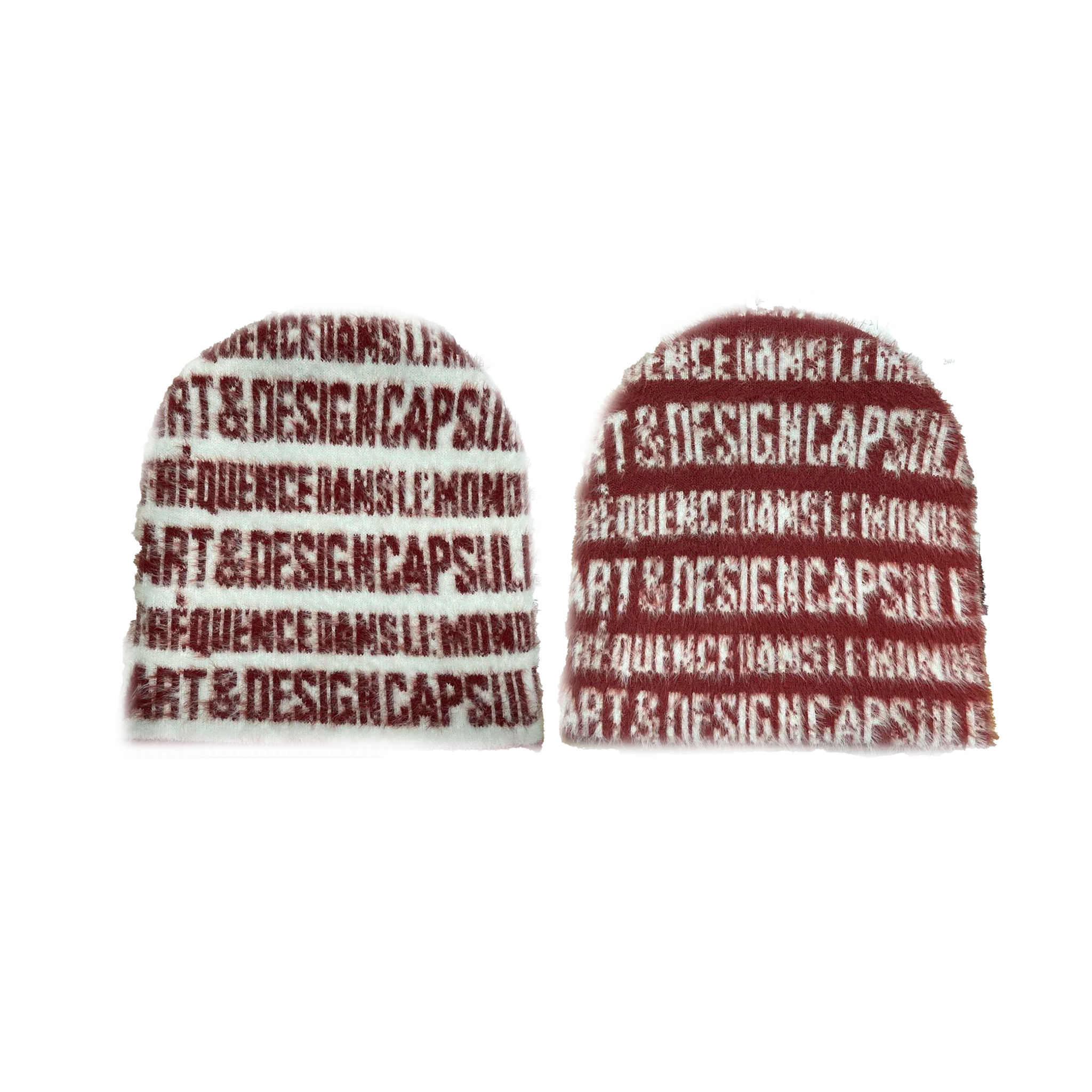 “ART & DESIGN” Reversible Mohair Skully Red